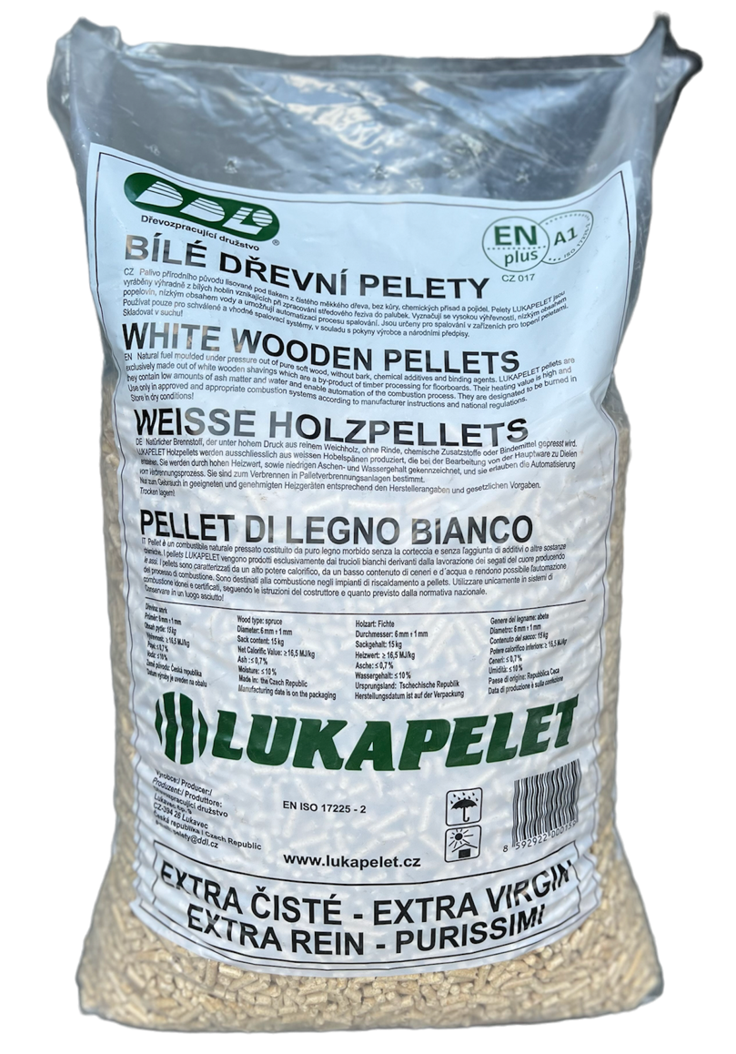 Dřevěné pelety LUKAPELET ENplus A1 - 15 kg balení